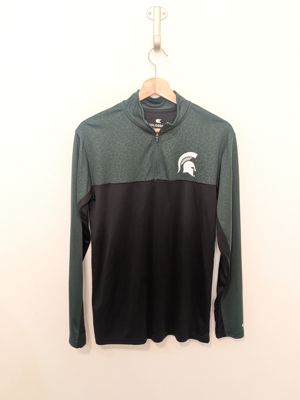 Michigan State Colosseum Green and Black Quarter-Zip Performance Pullover Small